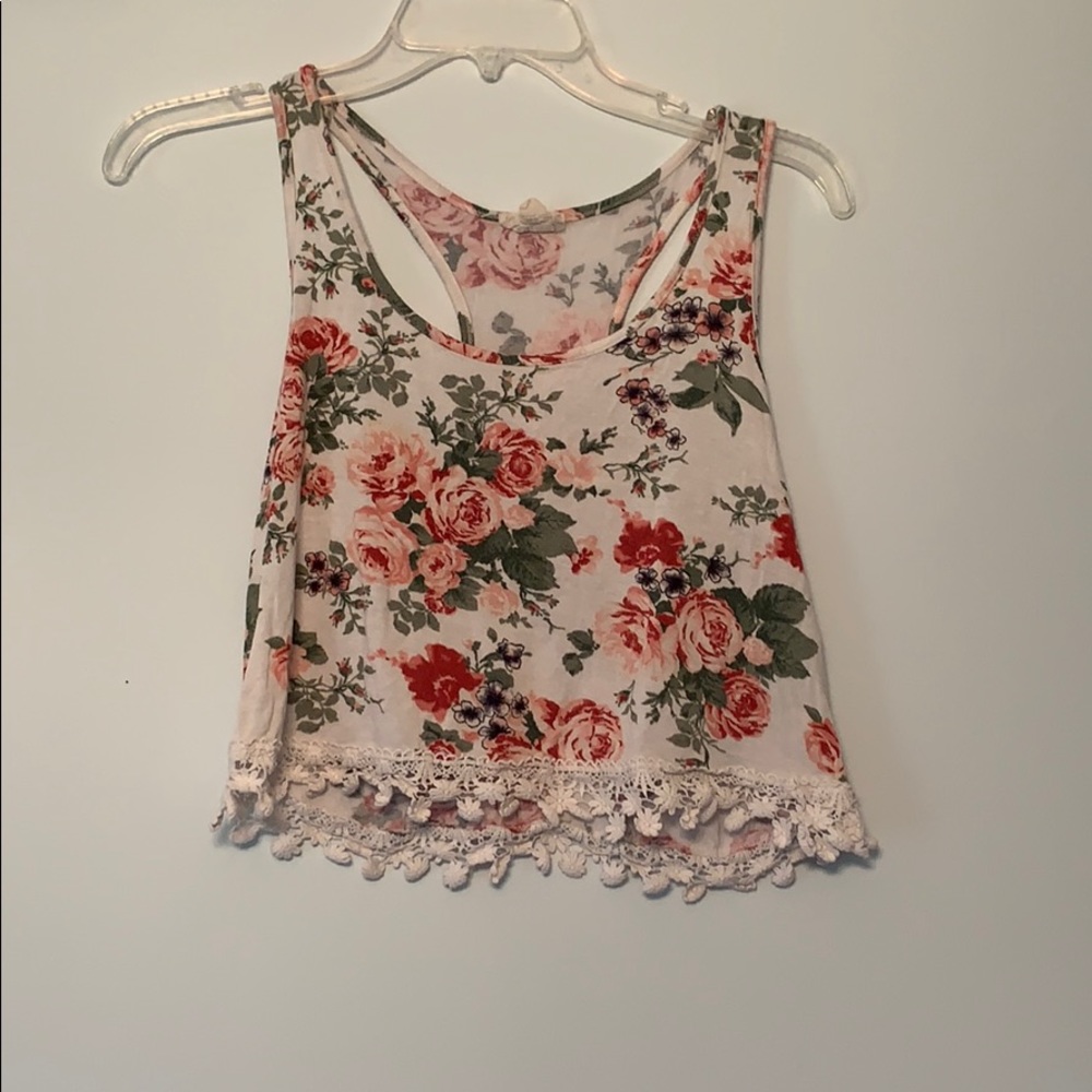 Floral racer back cropped tank